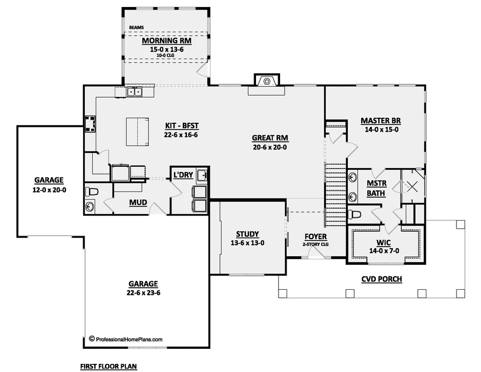 The Hollybrook main level floor plan